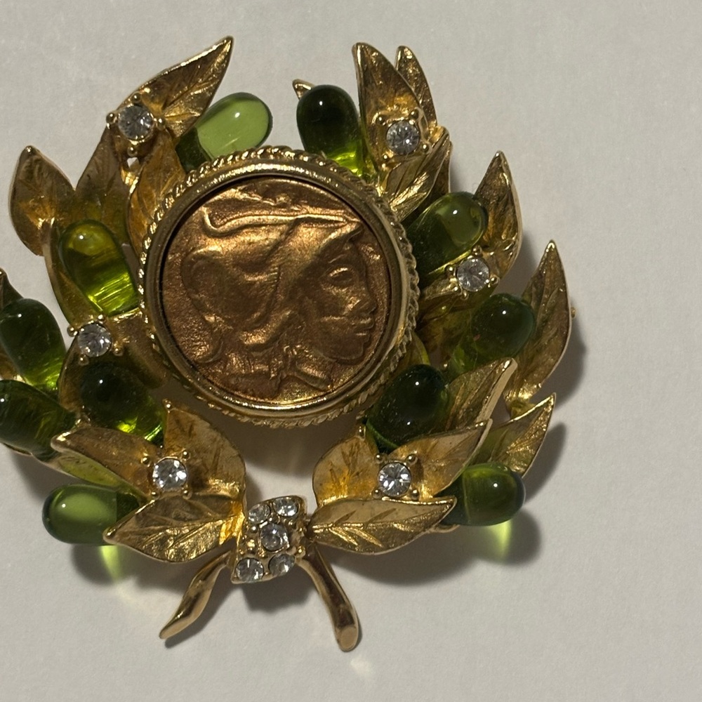 JBK Gold and Green Brooch